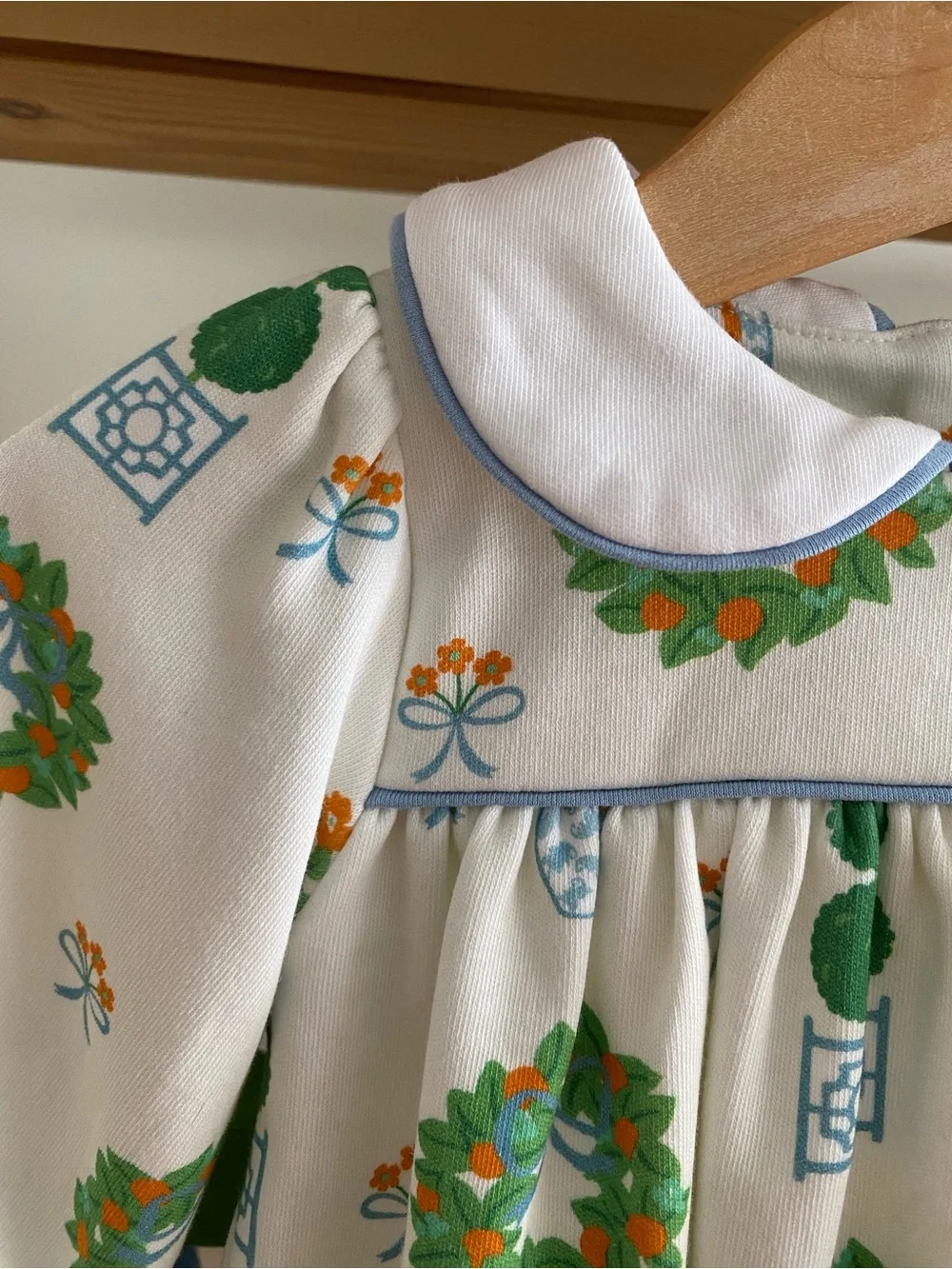 TBBC The Beaufort Bonnet Company Maerin Fitz Frock Dress White Blue 6-12 months